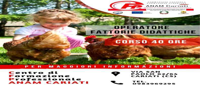 Corso OPERATORE FATTORIE DIDATTICHE